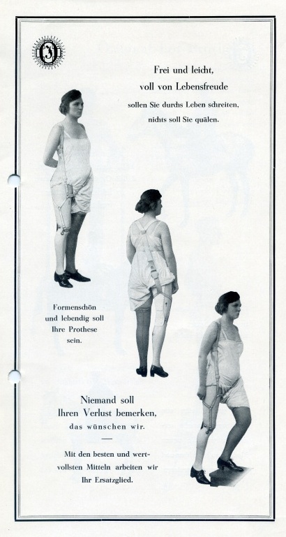 Z brožury o nových originálních protézách se stavbou pomocí olovnice, 20. léta 20. stol.