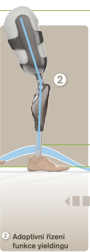 Inteligentní regulace flexe (ohnutí) kolene - max. 17° nezávislá na silách působících na protézu. Amputovaný se musí řízení protézy věnovat podstatně méně a používá ji spíše intuitivně.